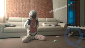 【澄创绳缚】橙子独自一人在家被坏人未遂.学生.侵犯.捆绑.开腿.男娘.白丝.前高.开腿